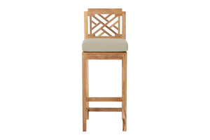 7 pc Monterey Teak Barstool with Rectangular Bar Table. Sunbrella Cushion.