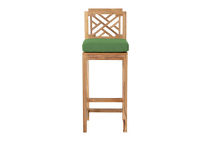 Set of 2 Monterey Outdoor Teak Armless Barstool. Sunbrella Cushion.