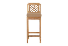 7 pc Monterey Teak Barstool with Rectangular Bar Table. Sunbrella Cushion.