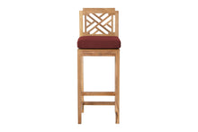 7 pc Monterey Teak Barstool with Rectangular Bar Table. Sunbrella Cushion.