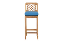 Set of 2 Monterey Outdoor Teak Armless Barstool. Sunbrella Cushion.