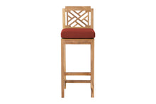 Set of 2 Monterey Outdoor Teak Armless Barstool. Sunbrella Cushion.