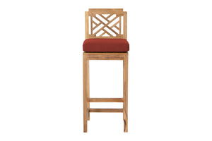 Set of 2 Monterey Outdoor Teak Armless Barstool. Sunbrella Cushion.