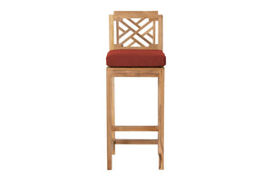 7 pc Monterey Teak Barstool with Rectangular Bar Table. Sunbrella Cushion.