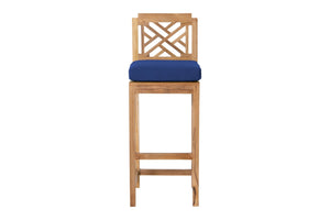 7 pc Monterey Teak Barstool with Rectangular Bar Table. Sunbrella Cushion.