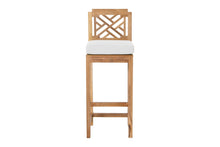 7 pc Monterey Teak Barstool with Rectangular Bar Table. Sunbrella Cushion.