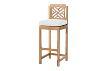 Set of 2 Monterey Outdoor Teak Armless Barstool. Sunbrella Cushion.