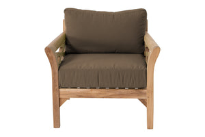 6 pc Monterey Teak Seating Group with 36" Chat Table. Sunbrella Cushion.
