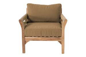 9pc Monterey Teak Sectional Seating Group with 36" Chat Table. Sunbrella Cushion.