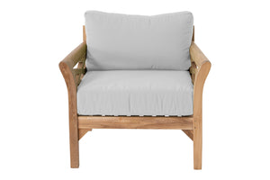 7 pc Monterey Teak Deluxe Sofa Deep Seating Set Loveseat with 52" Chat Table. Sunbrella Cushion.