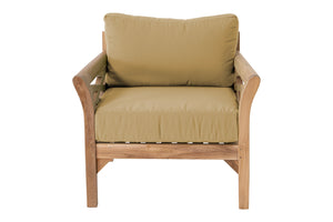 7 pc Monterey Teak Deluxe Sofa Deep Seating Set Loveseat with 52" Chat Table. Sunbrella Cushion.