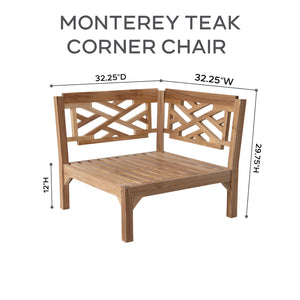 10 pc Monterey Teak Sectional Seating Group with 36" Chat Table. Sunbrella Cushion.