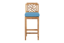 Set of 2 Monterey Outdoor Teak Armless Counter Stool. Sunbrella Cushion.