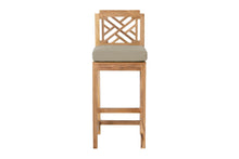 Set of 2 Monterey Outdoor Teak Armless Counter Stool. Sunbrella Cushion.