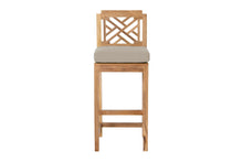 Set of 2 Monterey Outdoor Teak Armless Counter Stool. Sunbrella Cushion.