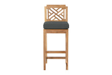 Set of 2 Monterey Outdoor Teak Armless Counter Stool. Sunbrella Cushion.
