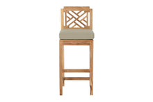 Set of 2 Monterey Outdoor Teak Armless Counter Stool. Sunbrella Cushion.