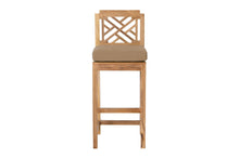 Set of 2 Monterey Outdoor Teak Armless Counter Stool. Sunbrella Cushion.