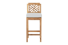 Set of 2 Monterey Outdoor Teak Armless Counter Stool. Sunbrella Cushion.