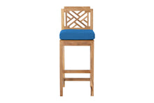 Set of 2 Monterey Outdoor Teak Armless Counter Stool. Sunbrella Cushion.