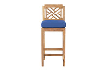 Set of 2 Monterey Outdoor Teak Armless Counter Stool. Sunbrella Cushion.