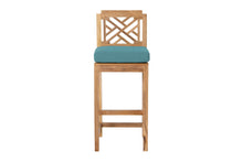 Set of 2 Monterey Outdoor Teak Armless Counter Stool. Sunbrella Cushion.