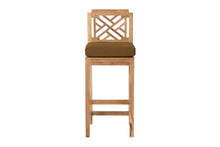 Set of 2 Monterey Outdoor Teak Armless Counter Stool. Sunbrella Cushion.
