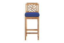 Set of 2 Monterey Outdoor Teak Armless Counter Stool. Sunbrella Cushion.