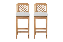 Set of 2 Monterey Outdoor Teak Armless Counter Stool. Sunbrella Cushion.