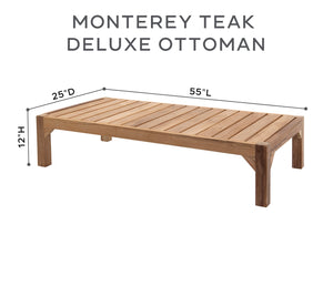 Monterey Outdoor Deluxe Teak Ottoman. Sunbrella Cushion.