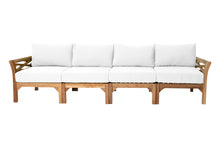 7 pc Monterey Teak Deluxe Sofa Deep Seating Set Loveseat with 52" Chat Table. Sunbrella Cushion.