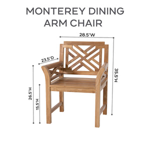 7 pc Monterey Teak Dining Set with 72" Rectangle Dining Table. Sunbrella Cushion.