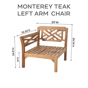 9 pc Monterey Teak Sectional Seating Group with 36" Chat Table. Sunbrella Cushion.