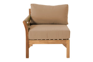 Monterey Teak Outdoor Left Arm Chair. Sunbrella Cushion