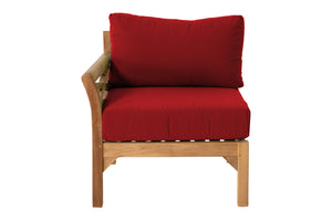 Monterey Teak Outdoor Left Arm Chair. Sunbrella Cushion