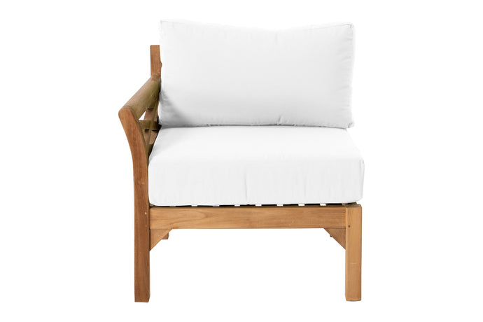 Monterey Teak Outdoor Left Arm Chair. Sunbrella Cushion