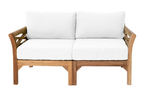 6 pc Monterey Teak Loveseat Deep Seating Set with Coffee Table. Sunbrella Cushion.