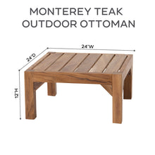 Monterey Teak Outdoor Ottoman. Sunbrella Cushion.