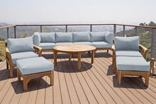 10 pc Monterey Teak Seating Group with 52" Chat Table. Sunbrella Cushion.