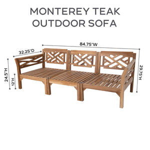 6 pc Monterey Teak Seating Group with 36" Chat Table. Sunbrella Cushion.
