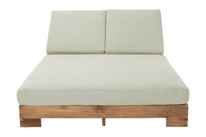 Pacific Teak Outdoor Double Chaise Lounger. Sunbrella Cushion.