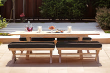 5 pc Newport Teak Backless Bench Dining Set with Expansion Table. Sunbrella Cushion.