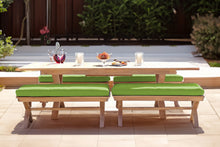 5 pc Newport Teak Backless Bench Dining Set with Expansion Table. Sunbrella Cushion.