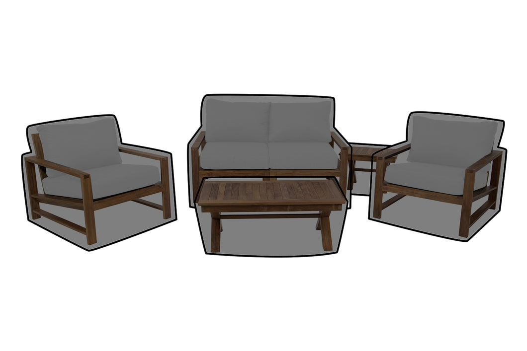 5 pc Newport Teak Loveseat Seating Group with 42