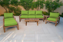 6 pc Newport Teak Seating Group with 42" Coffee Table. Sunbrella Cushion.