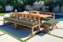 7 pc Newport Teak Bench Dining Set with Expansion Dining Table