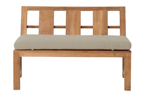 Newport Teak Outdoor Bench with Back. Sunbrella Cushion
