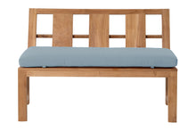 Newport Teak Outdoor Bench with Back. Sunbrella Cushion