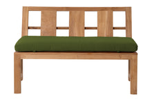 Newport Teak Outdoor Bench with Back. Sunbrella Cushion