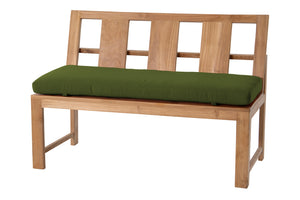 Newport Teak Outdoor Bench with Back. Sunbrella Cushion